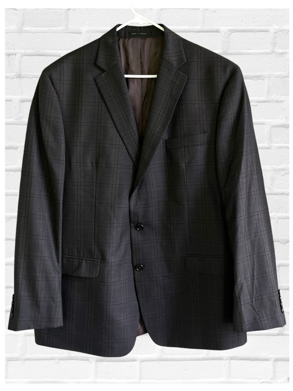 Lauren Ralph Lauren 46L Glen Plaid Blue Brown Suit Jacket Blazer Old Money Prepp